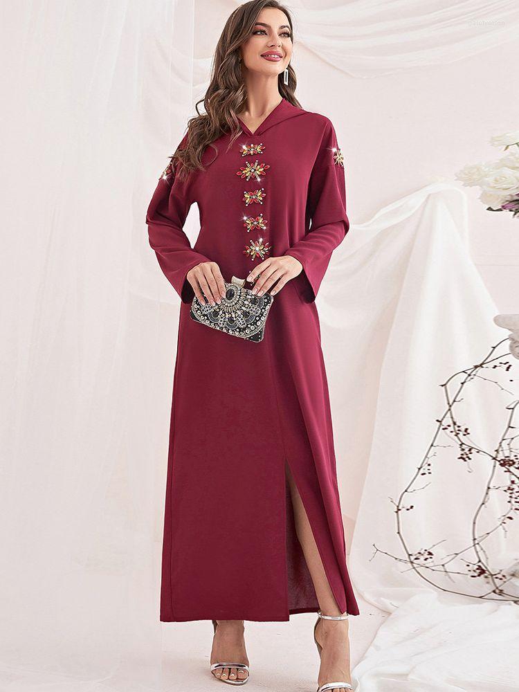 

Ethnic Clothing Ramadan Eid Mubarak Red Abaya Dubai Morocco Arabic Turkey Islam Muslim Hijab Modest Dress Kaftans For Women Robes Djellaba