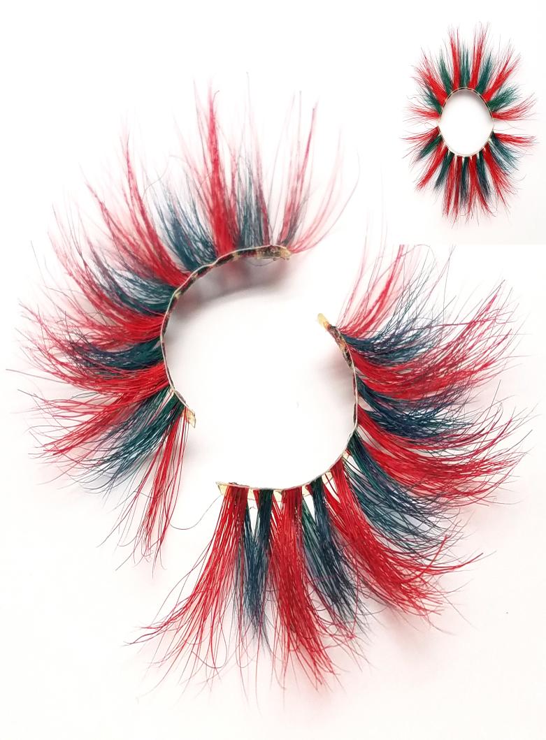 

Luxury 25mm 3D Mink Colored Lashes Bulk Eyelash Vendors Dramatic White Blonde Pink Red Blue Grey Purple Long Eyelashes Private Lab1581889