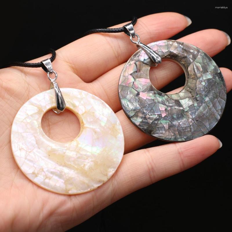 

Pendant Necklaces Yachu Natural Shell Abalone White Alloy Round Necklace For Jewelry MakingDIY Accessory Charm Gift Decor50x50mm