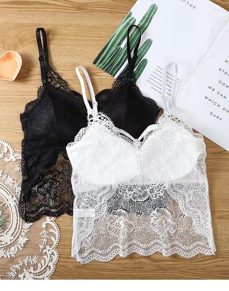 

Yoga Outfit Women's Sexy Butterfly Back Lace Strap Tank Top Bra Breathable No Steel Ring Adjustable Shoulder Wrap Women, Wx024-black