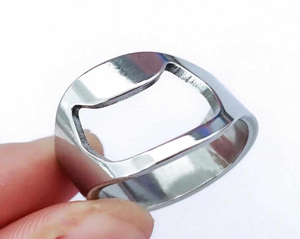 

Bulk lots 20pcs silver bottle opener stainless steel band rings fashion convenient men women party gifts jewelry9651621