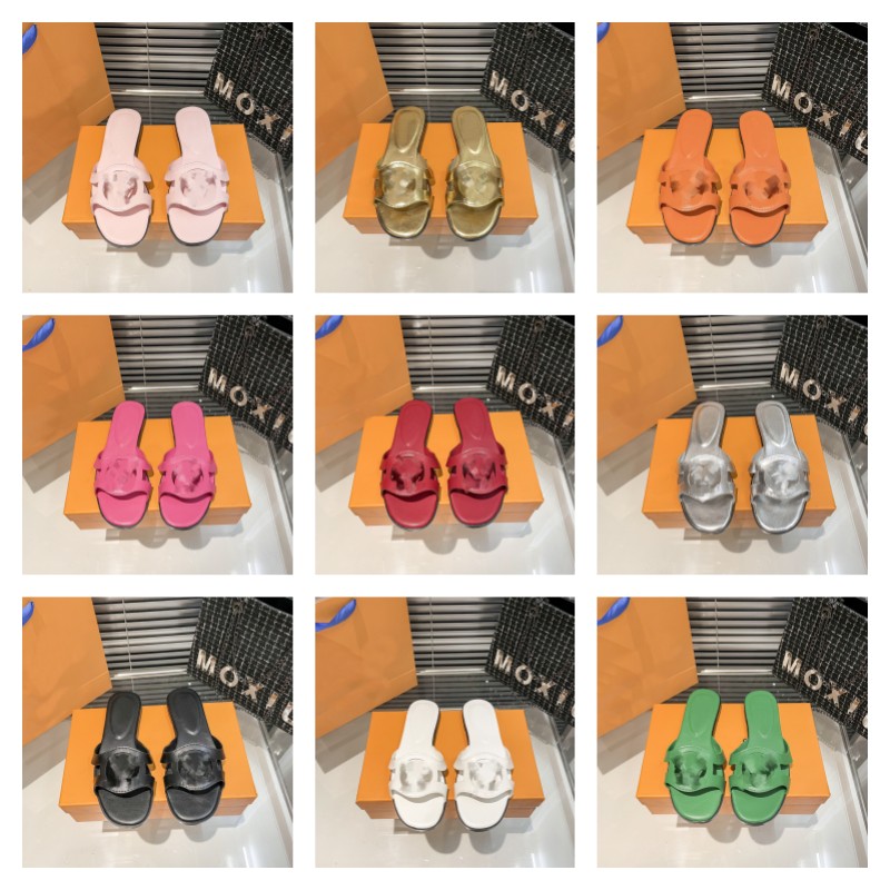 

2023 Isola slippers Flat Sandal Women Slipper 100% Leather Slipper full print monograms Outdoor Beach Slides cut-out mules flip flops brand L AND V size 35-42, Lvsa616-1