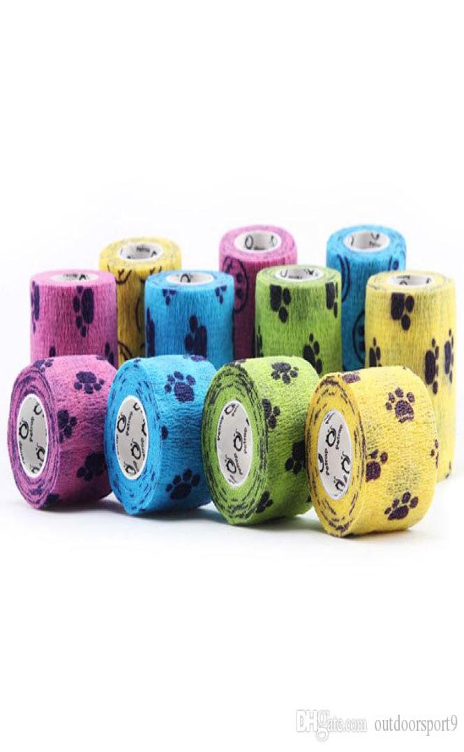 

Colorful 2510cm Printed paw Sports Knee Protector 45m Gym training Therapy Elastic Bandage Self Adhesive Wrap Tape for Finger J7016091, Yellow