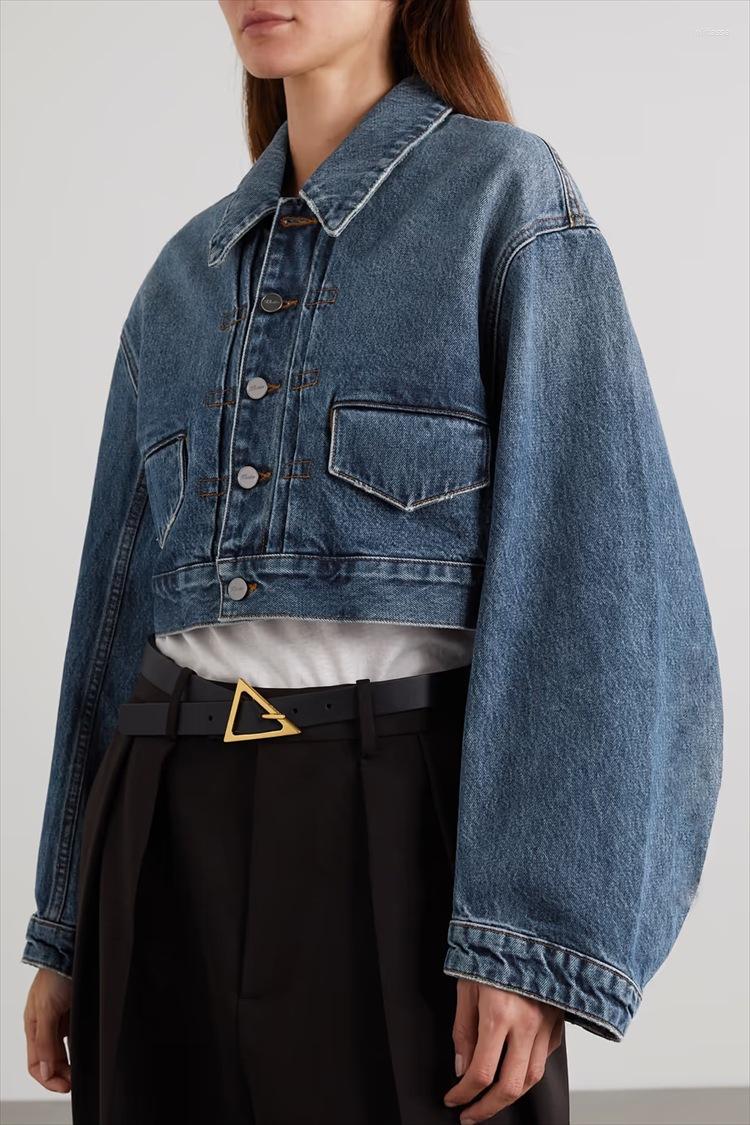 

Women's Jackets Dark Blue Denim Woman Early Spring Short Coat Jean Casual Tops Single-breasted Lady Outerwear, Denim coat