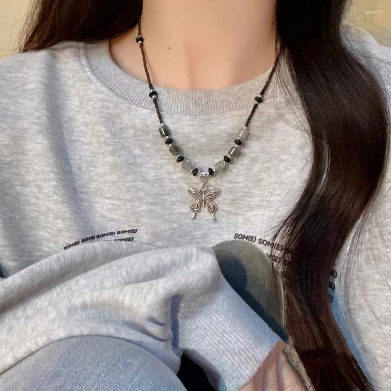 

Chains Vintage Acrylic Beaded Butterfly Neacklace For Women Ethnic Bohemian Geometric Pendant Clavicle Chain Necklaces Jewelry 2023