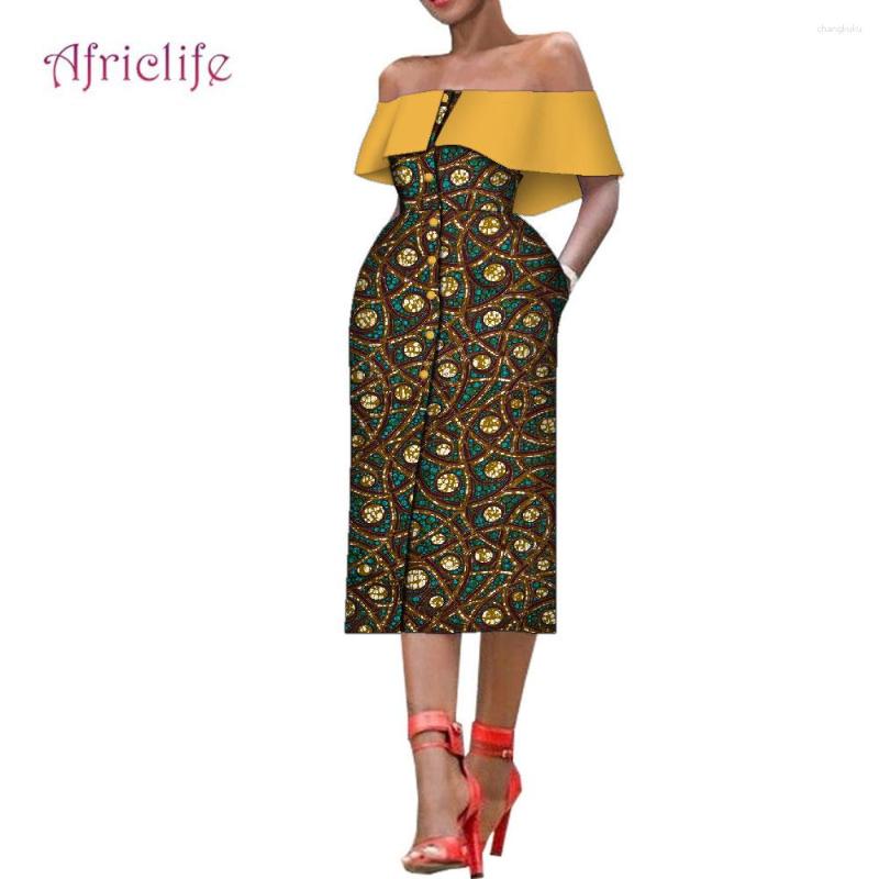 

Ethnic Clothing African Women's Off Shoulder Dress Africa Party Women Cotton