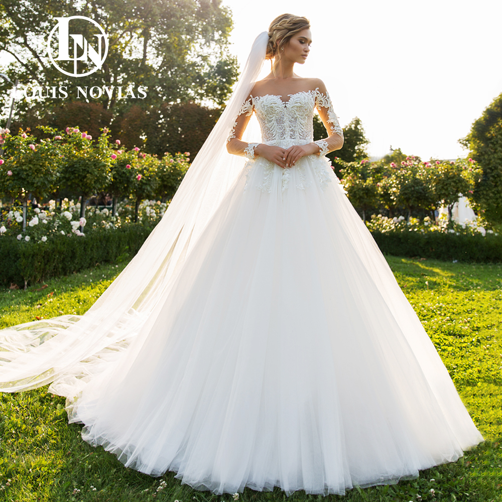 

Ball Gown Long Sleeves Wedding Dress 2023 3D-Floral Appliques Sequins Dress for Bride Backless Bridal Gown Vestidos De Novia, Champagne