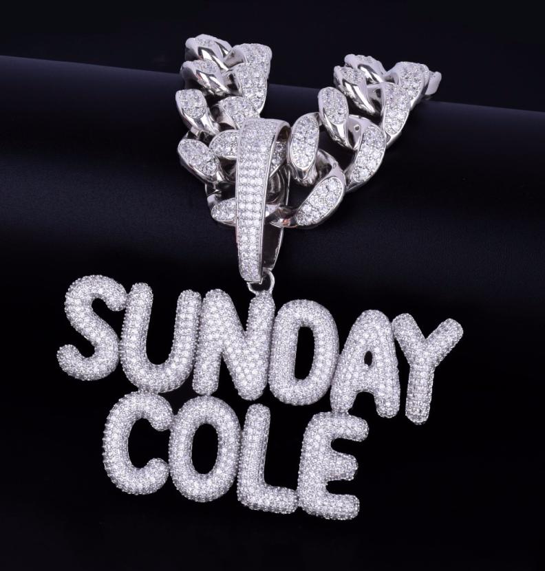 

AZ With 20MM Cuban Chain Custom Name Small Letters Pendant Necklace for Women Men Zircon Hip Hop Jewelry6361489