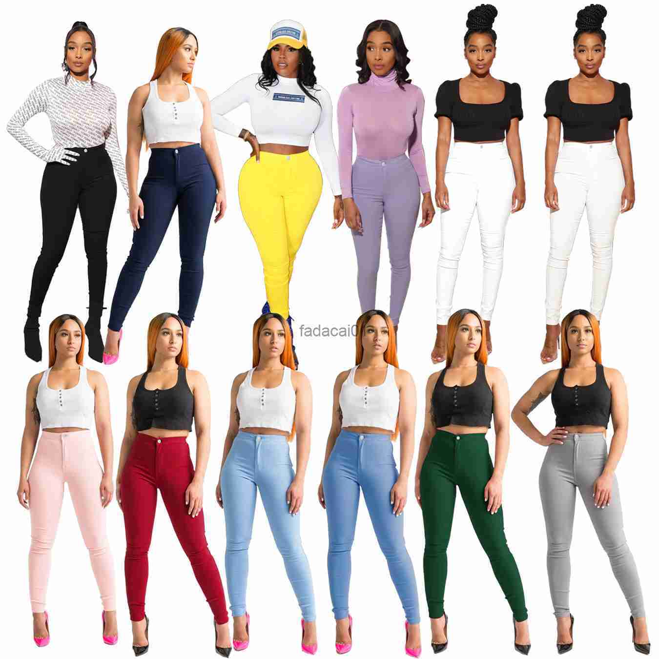 

2022 Summer New Multicolor Women's High Stretch Pants Fashion Skinny Thin Pencil Pants Street Casual Slim Trousers S3XL L230621, Black