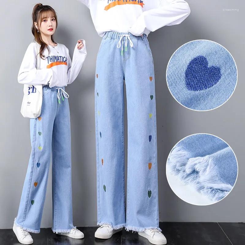 

Women' Jeans Women' Wide Leg Pants Straight Elastic Waist 2023 Lady Loose Versatile Denim, Color 2