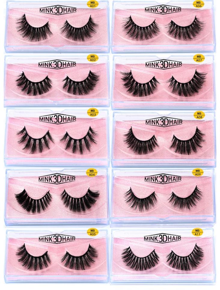 

3D Mink Faux False Eyelashes Hand Made Full Strip Lashes Natural Long Mink Eyelashes Pink Box Fake Eyelashes5514036