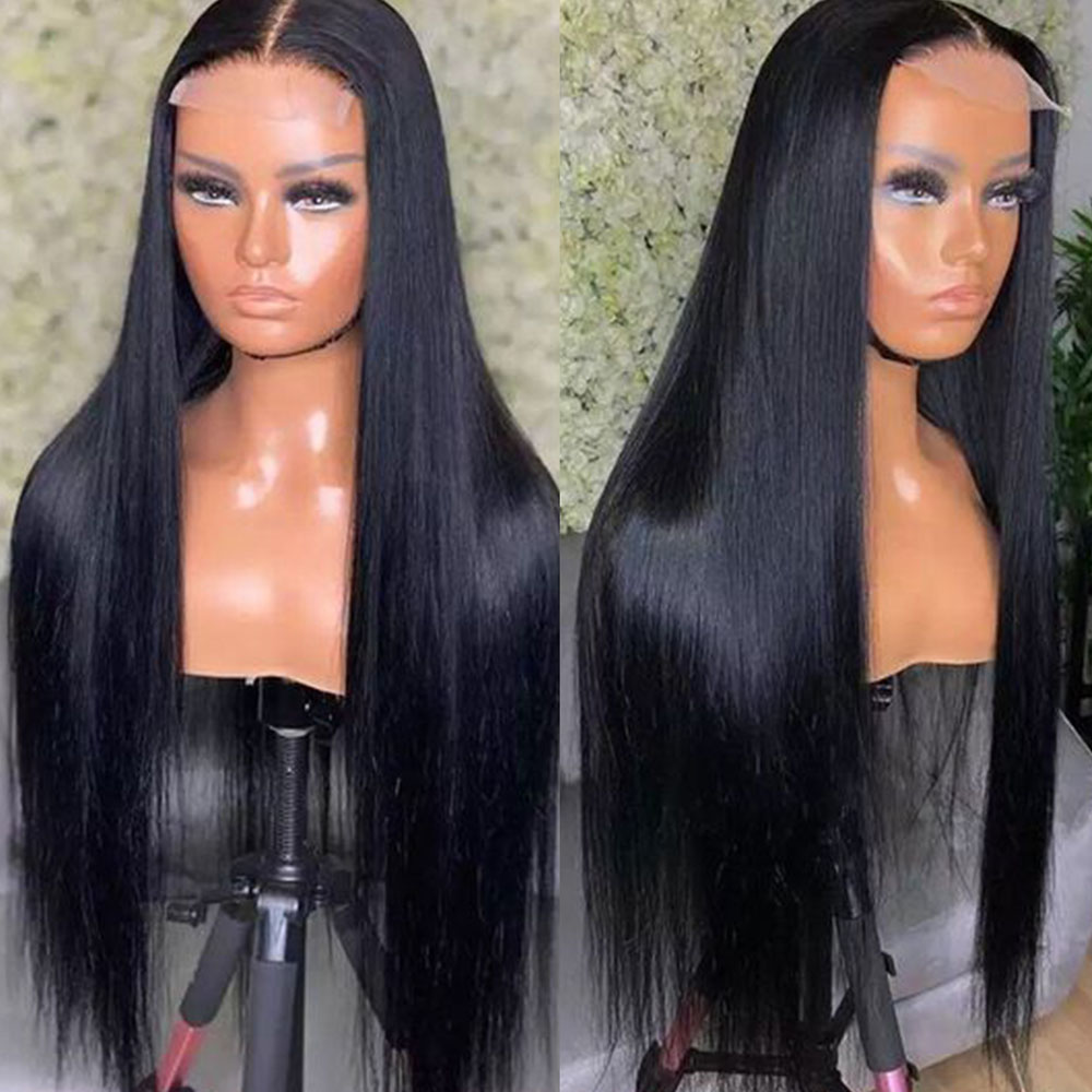 

Lace Closure Wig Human Hair Lace Closure Wigs 4x4 5x5 Wig 26 Inch Transparent Lace Wigs Straight Lace Frontal Wig, Natural color