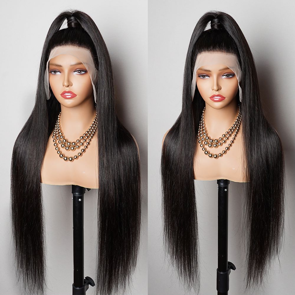 

New Product 26 Inch Lace Closure Wig Brazilian Straight Lace Frontal Human Hair Wigs for Women 150% Cheap Natural Hair Wig with Baby Hair, Natural color
