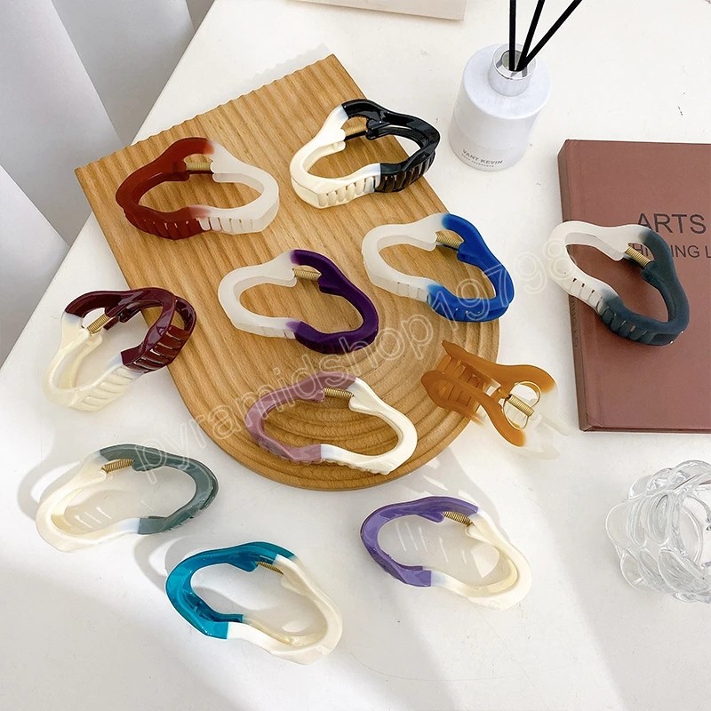 

Korea Fashion New Big 11.5cm Cloud Shape Splice Color Hair Clip Accessories For Women Girls Frosted Resin Hairpins Headwear