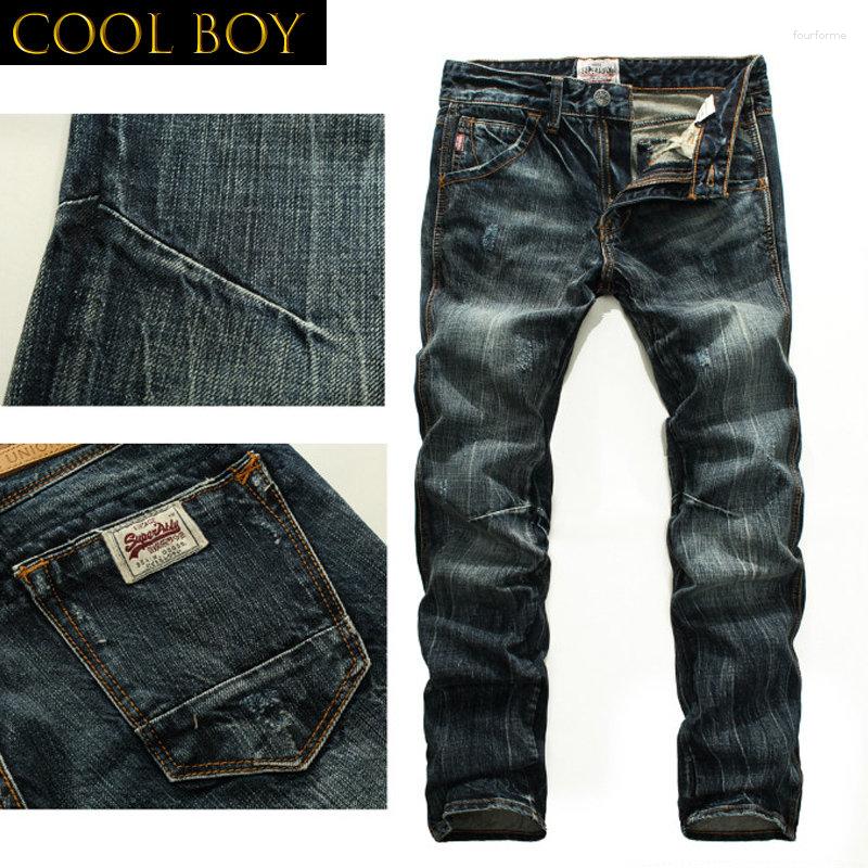 

Men's Jeans E BOY Ly Designer Men Retro Green Blue Slim Fit Ripped Trousers Vintage Casual Cotton Denim Pants Hombre