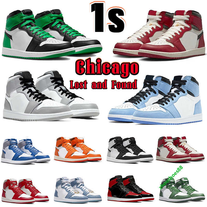 

1 Mens OG 1s High Basketball Shoes Jumpman Patent Bred Chicago Lost and Found University Blue Lucky Green Light Smoke Grey Black White Men Women Designer Sneakers, Atmosphere