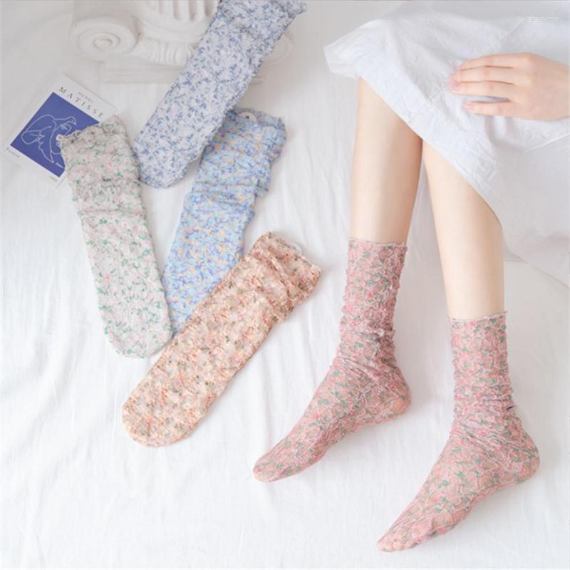 

Women Socks Lace Thin Women's Sexy Retro Mesh Glass Japanese Ins Student Sandals