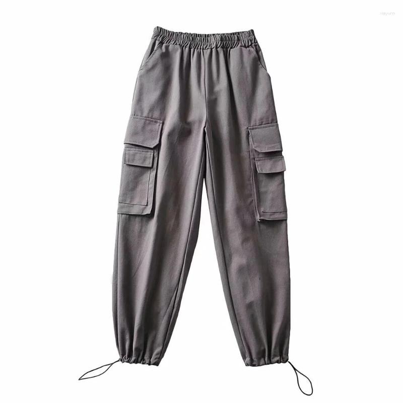 

Women' Pants 2023 Women Vintage Cargo Stretch Waist Women' Casual Female Clothes High Harajuku Trousers, Gray