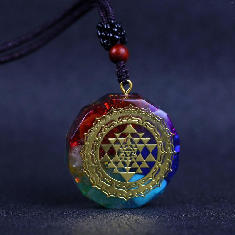 

Pendant Necklaces 2023 Arrive Orgonite Sri Yantra Necklace Sacred Geometry Chakra Energy Meditation Jewelry