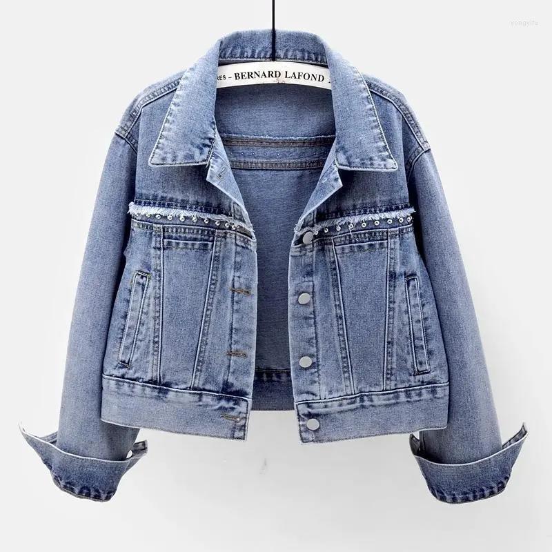 

Women' Jackets 2023 Women'denim Jacket Rivet Spring Autumn Single Breasted Slim Vintage Coat Female Harajuku Streetwear Casual Short, Blue
