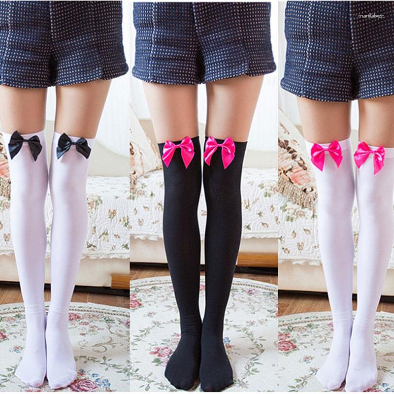 

Women Socks Style Fashion Female Kawaii Girl Sexy Bowknot White Stockings Ladies Thigh High Lovely Long Stocks
