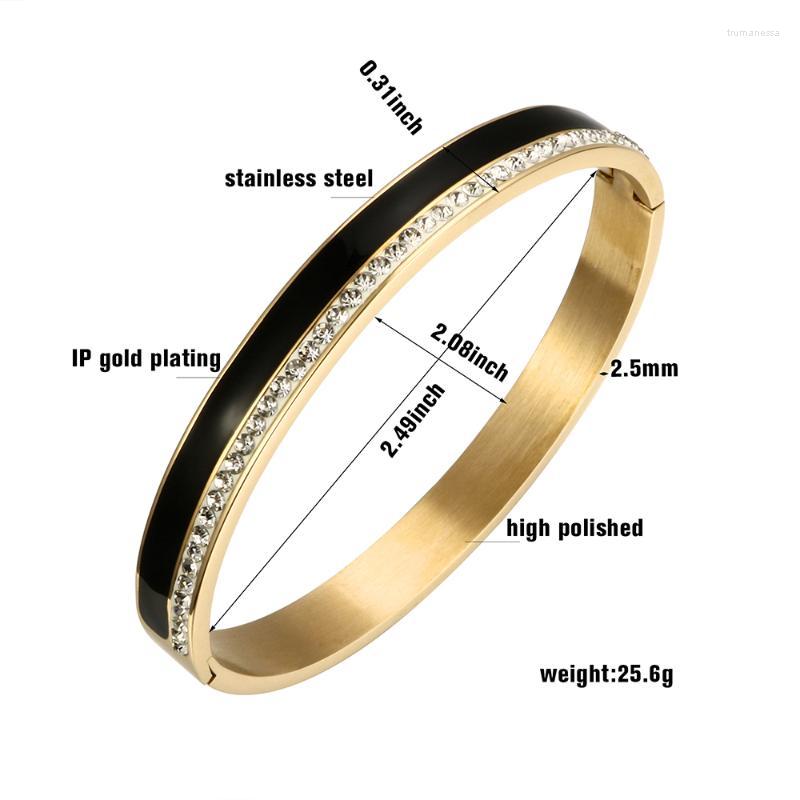 

Bangle Stainless Steel Rose Gold Color Bracelets & Bangles Charm Cubic Zirconia Female Open Cuff For Women Men Jewelry Raym22