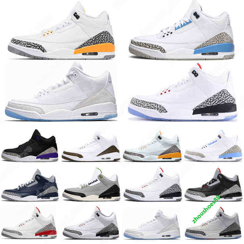 

3s newest Basketball Shoes 3 Racer Blue Cool Grey Court Purple Varsity Royal Laser Orange Free Throw Line Mens Trainers Sport, Mocha