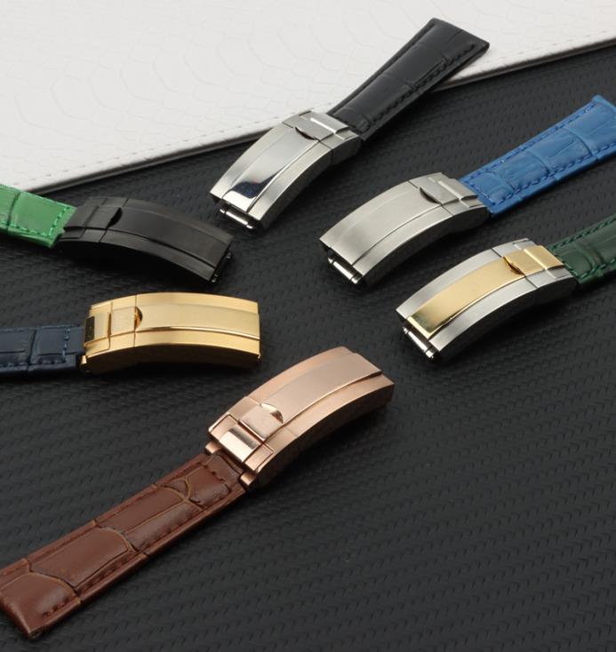 

Genuine Leather Watch strap For fit Rx Watch Strap with deployment Bracelet 20mm Green Brown Blue Black9540015