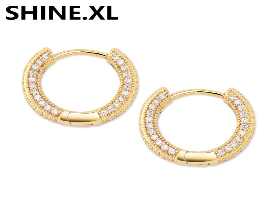 

Hip Hop Mens Hoop Earrings Iced Out Full Zircon Gold Silver Plated Fashion Earrings for Women Man6290538