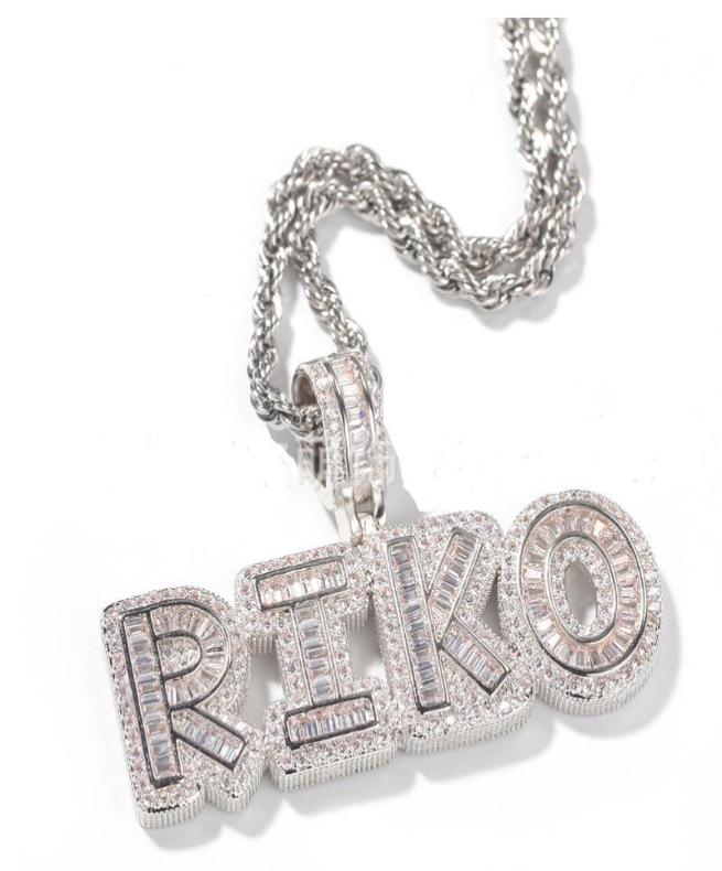 

Hip hop Men 26 Letter tennis chain With Pendant Necklace Cuban Link Copper Women 2020 Body jewelry Custom Name Can 7 letters Joint1953323