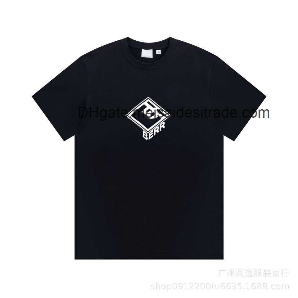 

AAAAA Designer Luxury T-shirt Bur Brand The correct version BU home personalized printed short sleeved T-shirt casual and versatile for couples trendy inset, Black