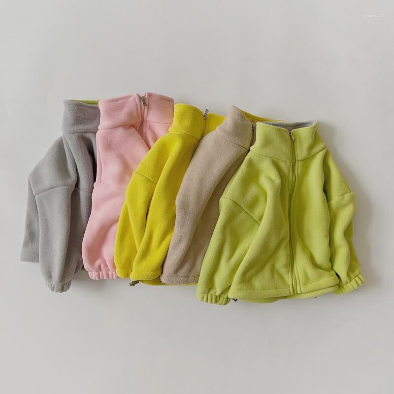 

Jackets 2023 Children's Fleece Jacket Solid Color Warm Clothing Autumn And Winter Fashion Top, Green