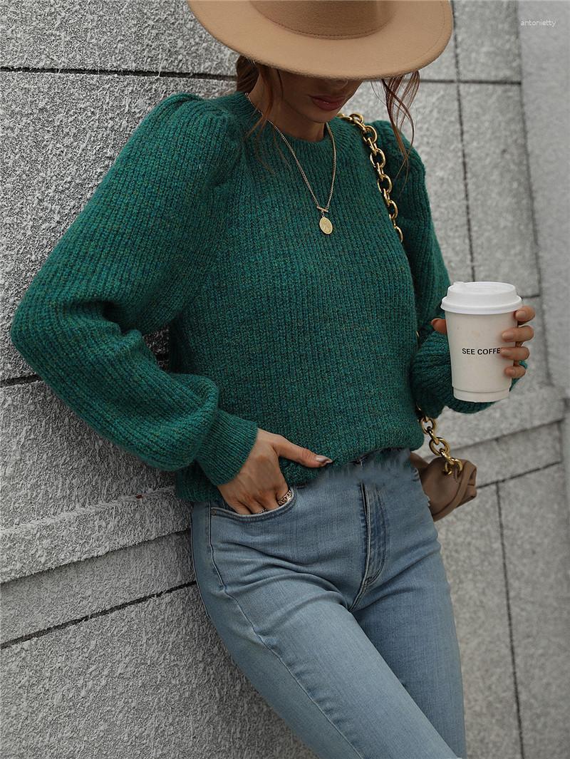 

Women' Sweaters 2023 Casual Women Folds Patchwork Y2K Clothes Korean Harajuku Office Lady O-neck Sweater Loose Knitted Pullovers S022, Green