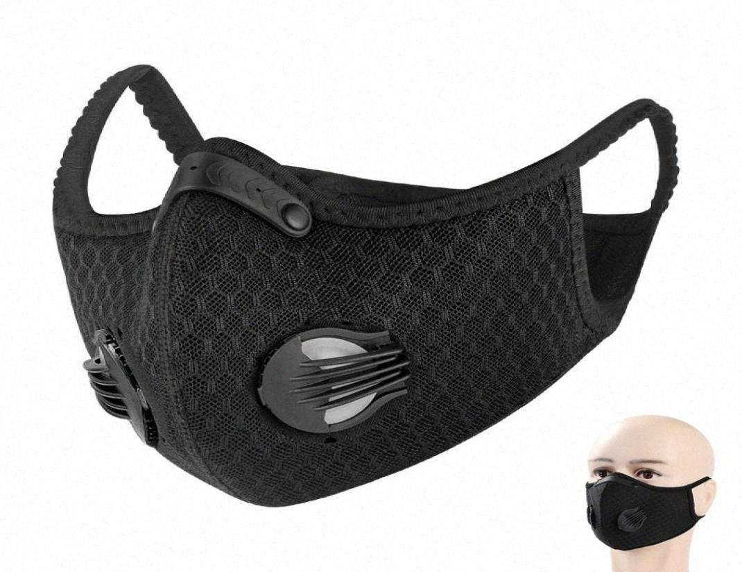 

Cycling half Face Mask With Filter Breathing Valve Activated Carbon PM 25 AntiPollution Men Women Bicycle Sport Bike Dust Mask 36865045, Black