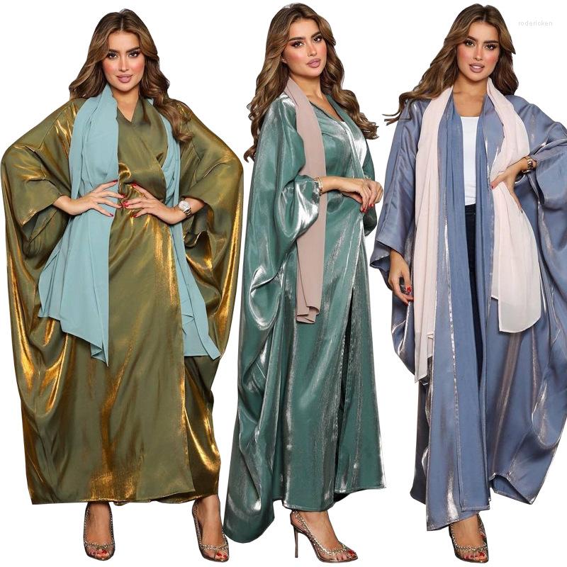 

Ethnic Clothing Middle East Modest Muslim Fashion Bat Sleeves Robe Dubai Abaya For Women Hijabs Islamic Open Cardigan Scarf