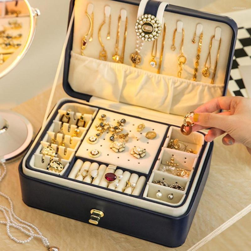 

Jewelry Pouches Box Multiple Compartments Detachable Divider Fashion Women Ring Necklace Display Organizer Case Household Supplies
