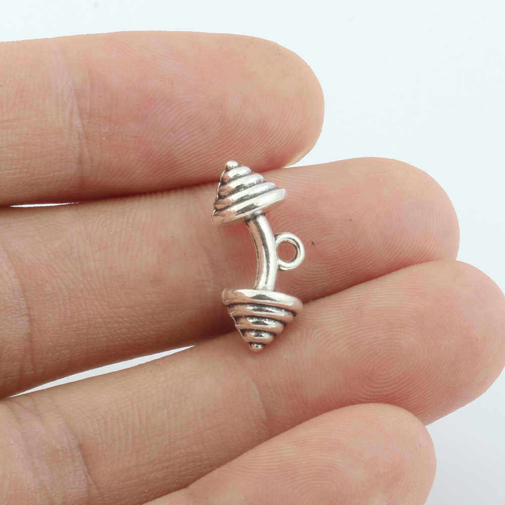 

50Pcs Charms Fitness Equipment Dumbbell Pendants For Jewelry Making A-7