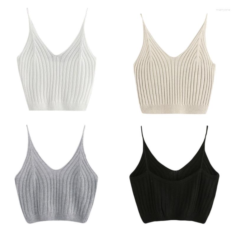 

Camisoles & Tanks Women Summer Bottoming Camisole Short Knitted Sleeveless Bodycon Sweater Vest, Black
