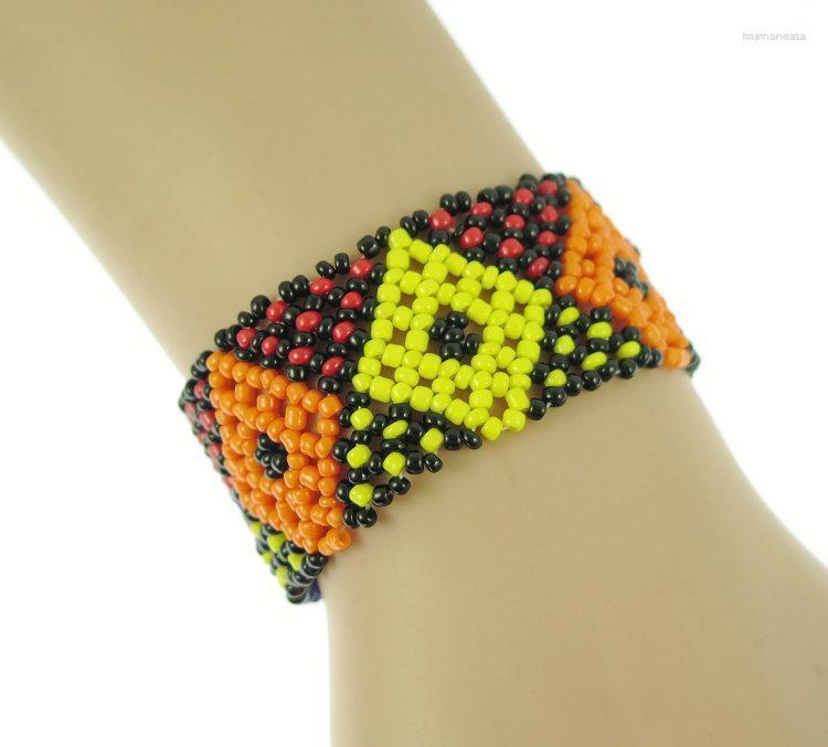 

Bangle Handmade Bead Bracelet Hippy Friendship Roll Crochet Woven Seed Beads Square Pattern Bracelets For Women Men GiftBangle Raym22