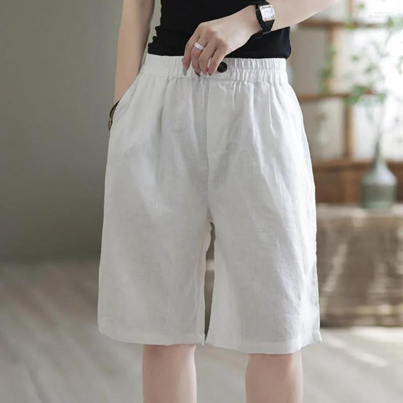 

Women's Shorts Women's Summer Women's Cotton With Pockets Female High Waist Wide Leg Short Pants, Yellow