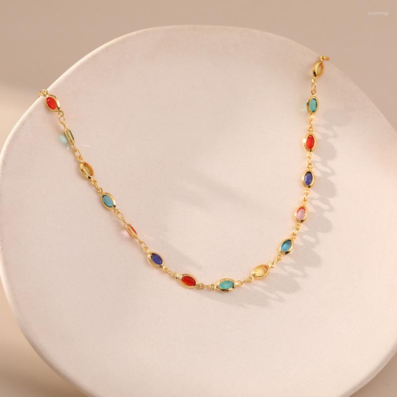 

Chains MKOPSZ Trendy Colored Crystal Oval Heart Beaded Necklaces For Women Girls Fashion Jewelry Boho Necklace Holiday Party Gifts