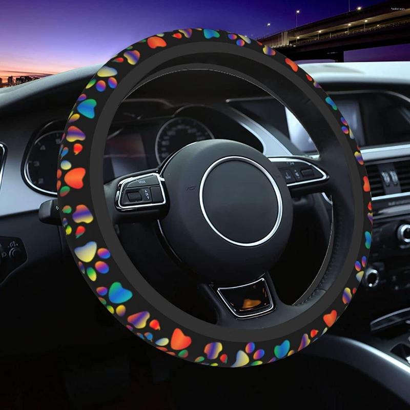 

Steering Wheel Covers Dog Print Car Cover For Men Colorful Protector Soft Anti-Slip Universal Fit SUV Trucks 15 Inch