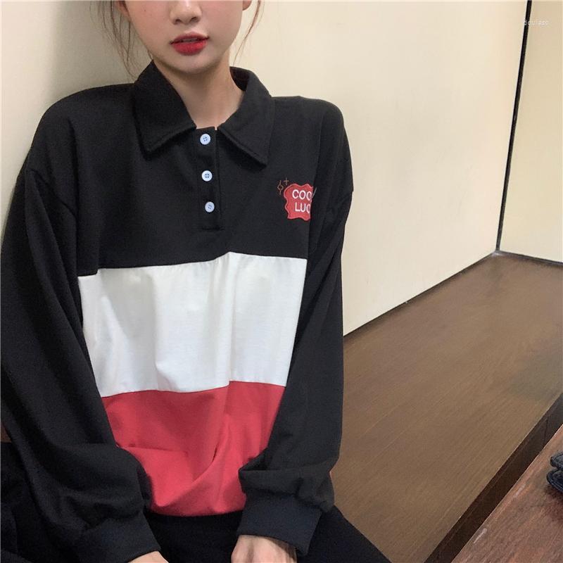 

Women's Hoodies Harajuku Autumn Women Polo Shirts Fashion Patchwork Thin Sweatshirt Woman Casual Cute Korean Sudaderas Clothes For Teens, Khaki