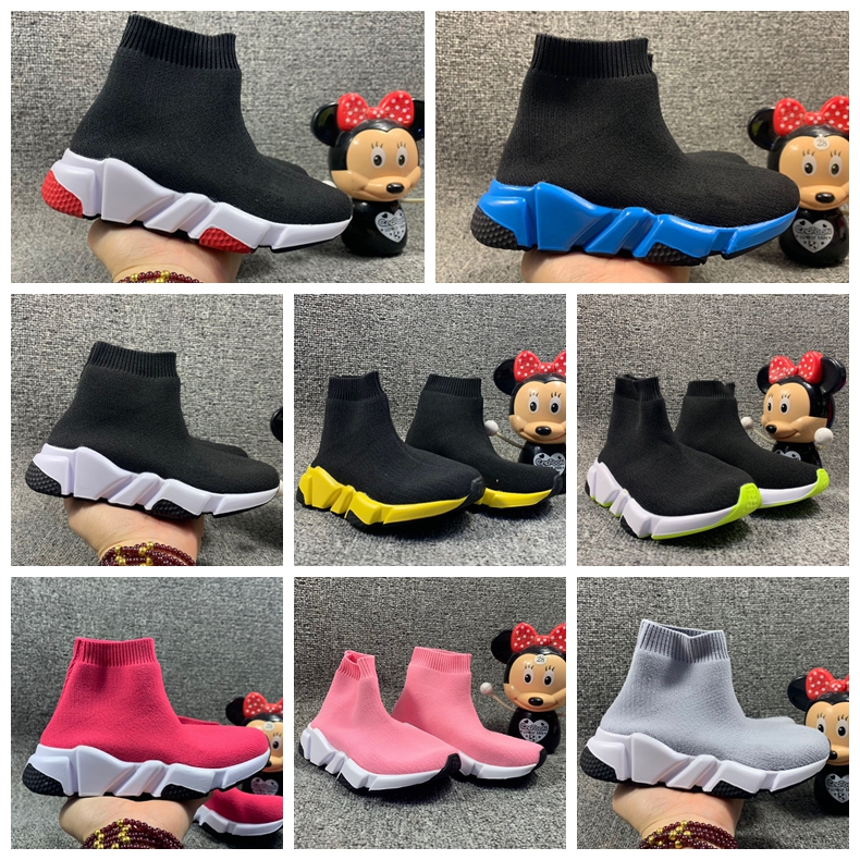 

Fashion Boys Girls sock kid Casual baby shoes baby outdoors sports shoes Paris designer triples Light breathable black white classic pink Green slow school Sneakers, As picture