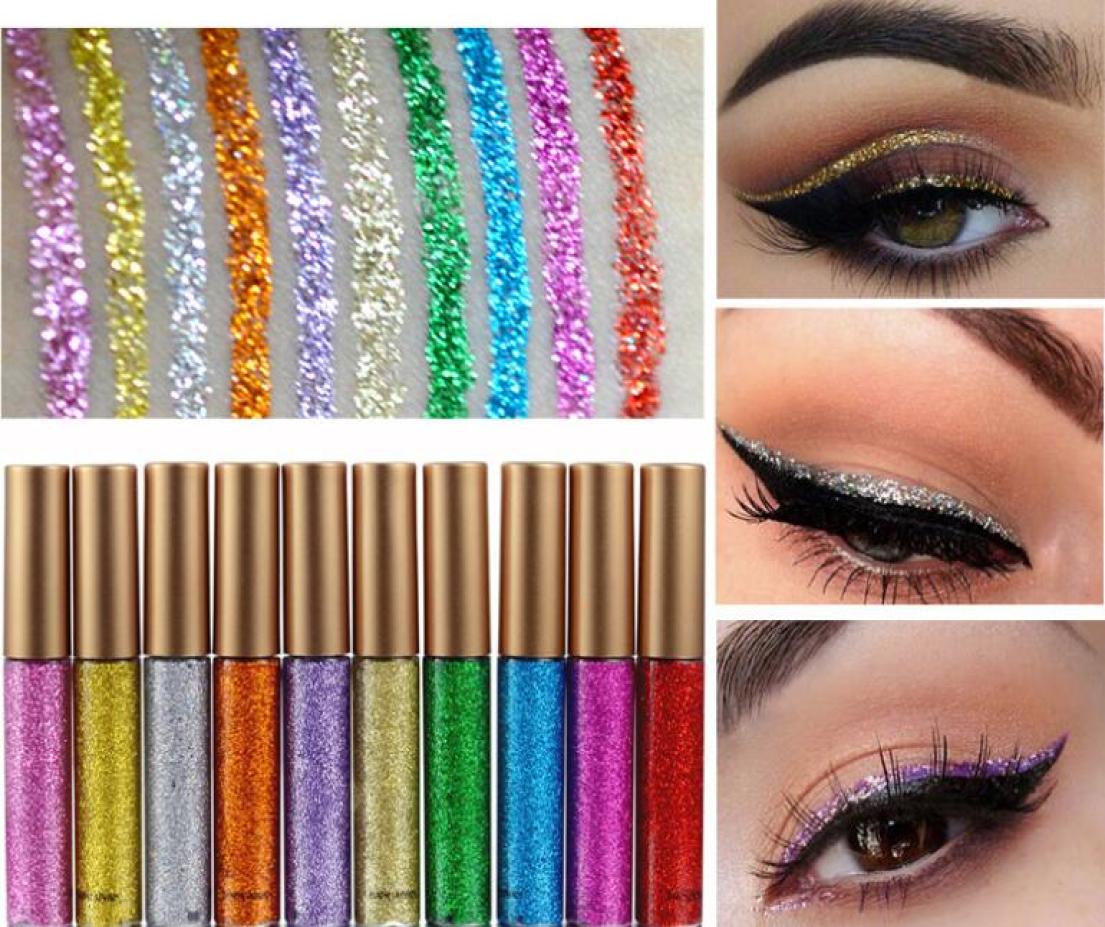 

Makeup Glitter EyeLiner Shiny Long Lasting Liquid Eye Liner Shimmer eye liner Eyeshadow Pencils with 10 colors for choose2590117, Multi