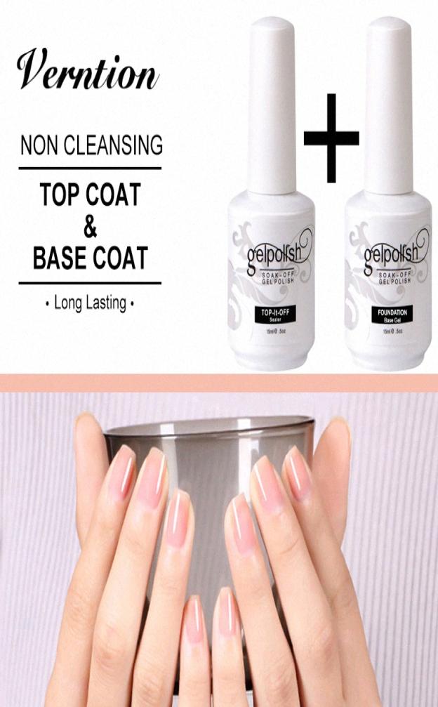 

Verntion Bottom Gel 15ml No Wipe Top Base Coat UV Nail Gel No Sticky Nail Polish Easy Clean Foundation UV Polish 03gm6076414, Beige