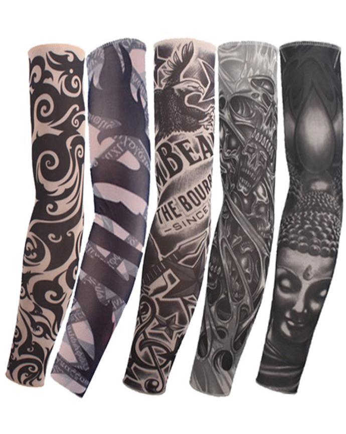 

Fashio Elastic Tattoo Sleeves Riding UV Care Cool Printed Sunproof Arm Protection Glove Fake Temporary Tattoo9337040