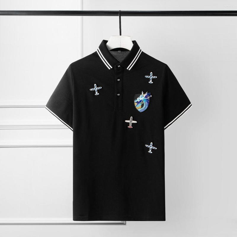 

Men's T Shirts Summer Short Sleeve Mens T-shirts Luxury Embroidered Badges On Airplane Heads Men Fashion Casual Slim Fit T-shirt Man, White