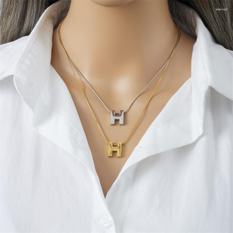 

Pendant Necklaces Letter H Luxury Stainless Steel Personality Necklace Name Gold Plated Woman Accessories Jewelry GIfts