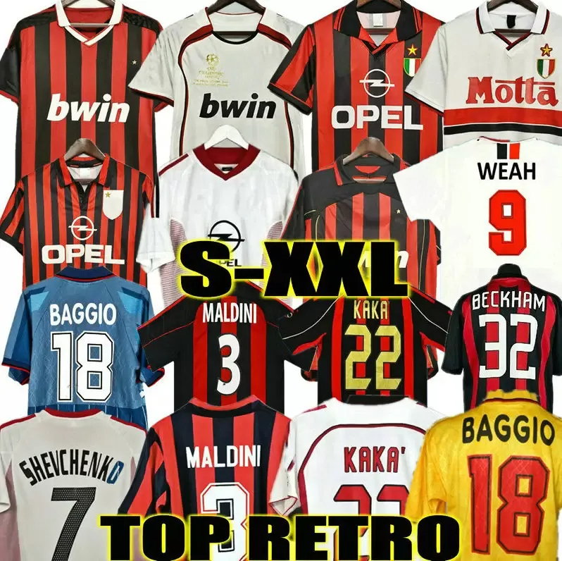 

KAKA 90 91 Retro SOCCER JERSEYS home shirts 96 97 Gullit 02 03 04 Maldini Van football RONALDO AC 06 07 09 10 SHEVCHENKO MILAN, 95 96 3rd